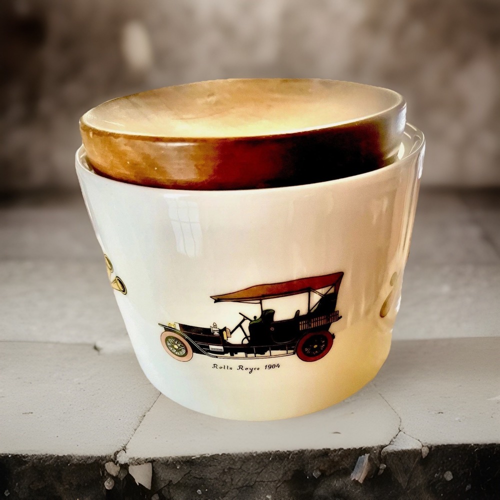 Winterling Bavaria Porcelain Lidded Jar Canister,‎ Cylinder, Car Pattern